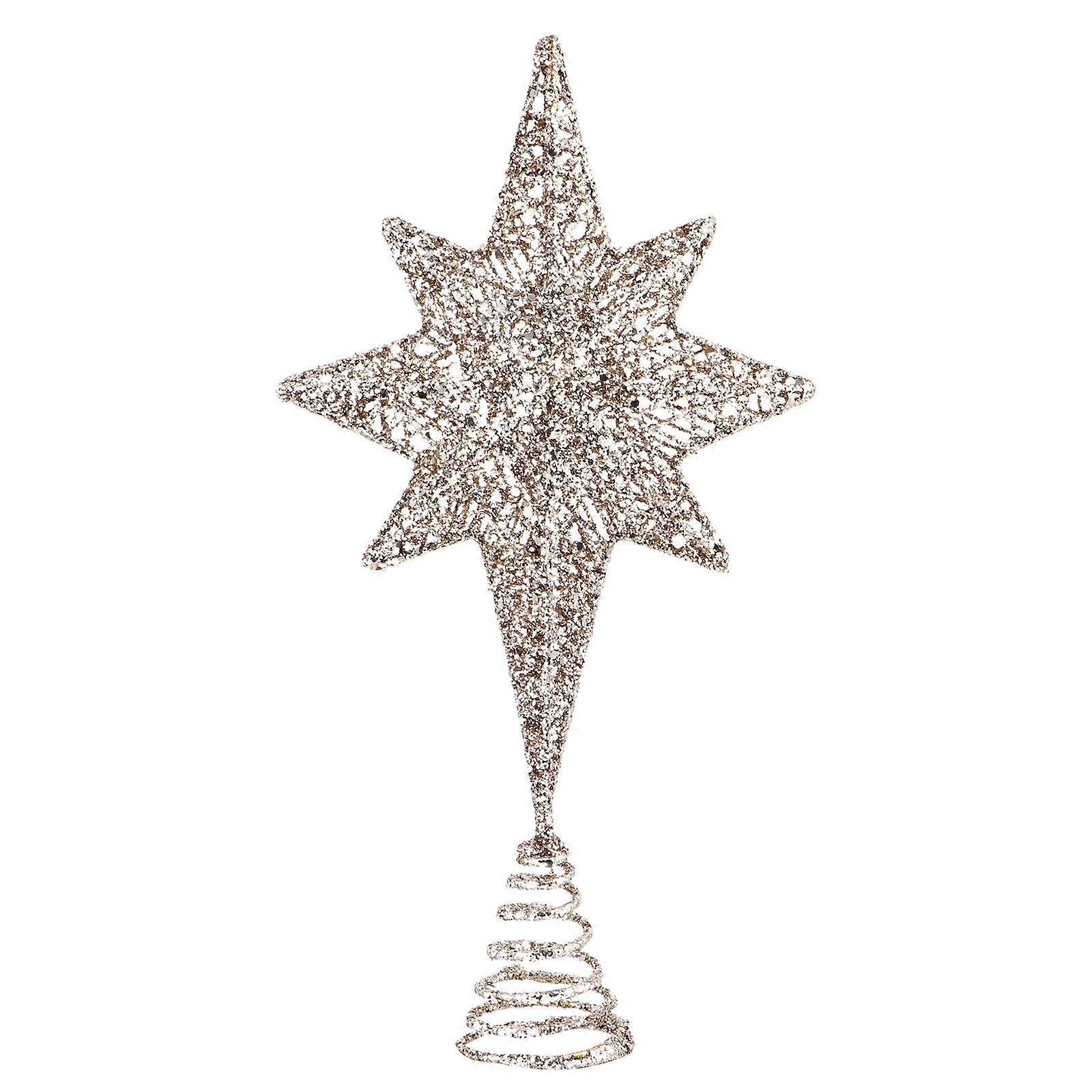 1Pc Christmas Eight Pointed Star Tree Topper Party Xmas Tree Ornament (Blue)