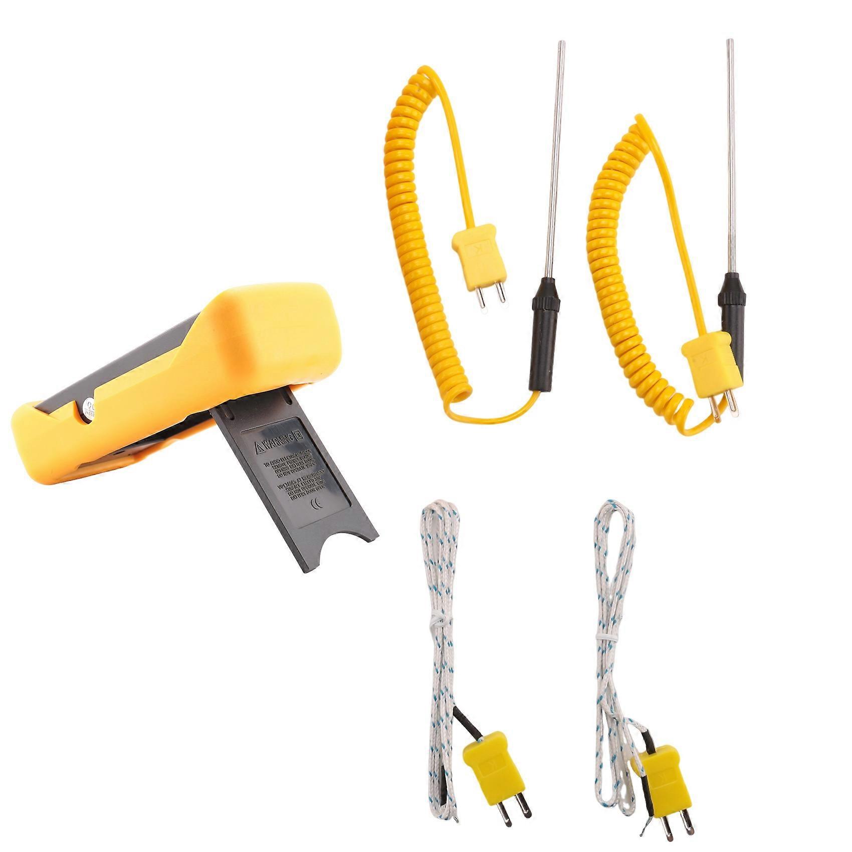 Digital K-Type Thermocouple Thermometer (-50-1300°C) with Dual Channels 4 Probes Handheld High Temperature