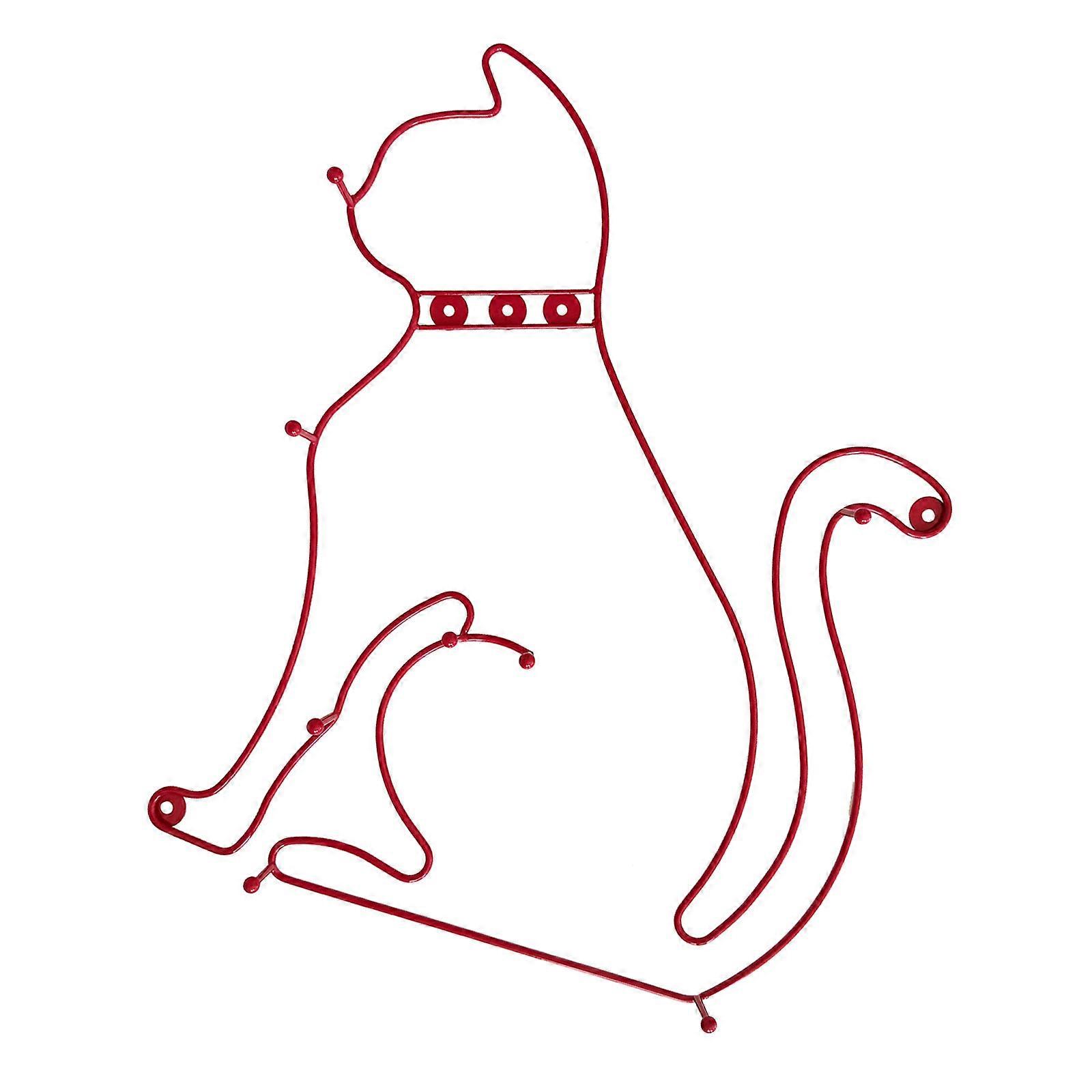 Durable Iron Materials Wall Hook Featuring Adorable Cartoon Cats Theme Practical For Space Saving Home Organization  Red