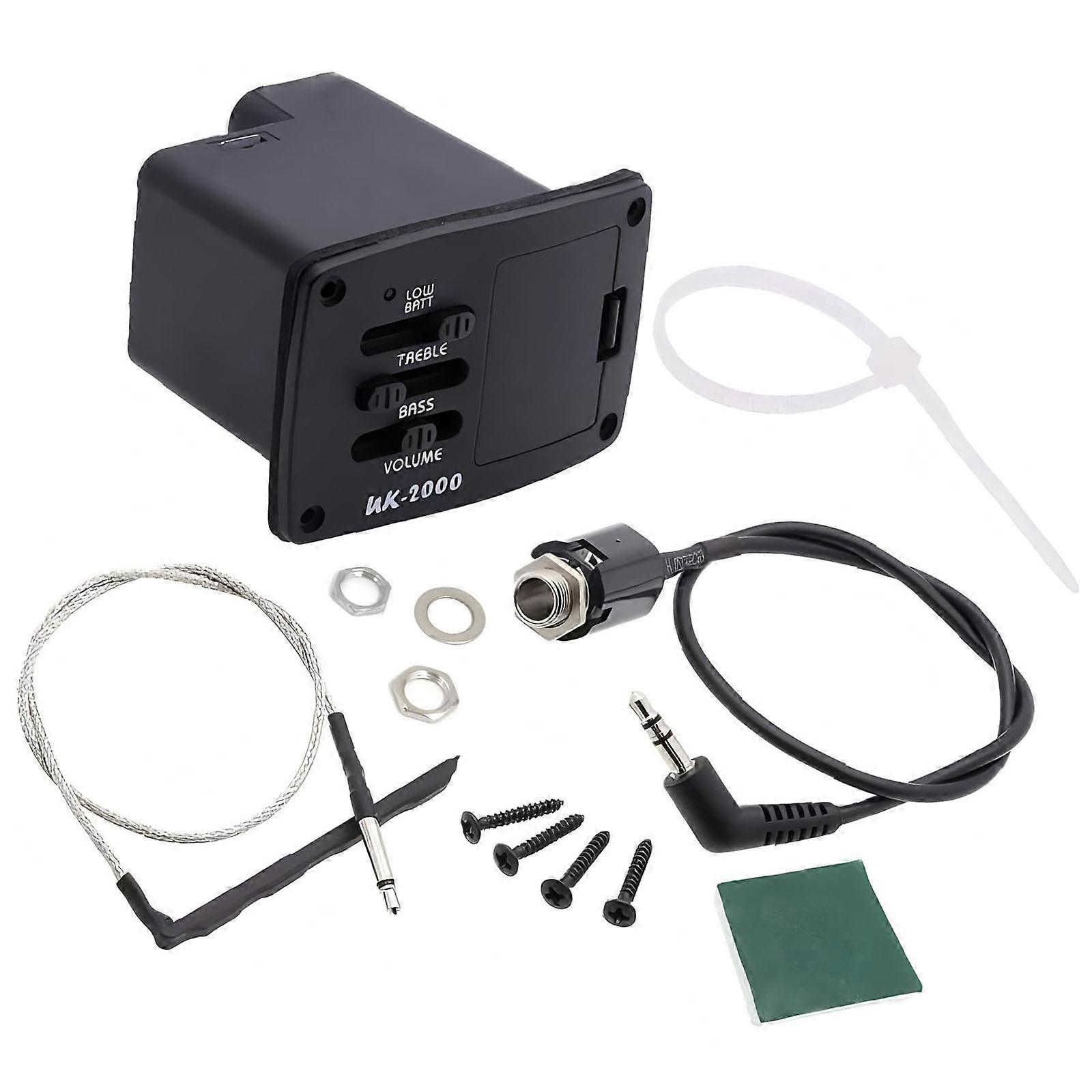 Complete 2 Band Frequency Adjuster Set Plastic Texture for Folk Guitars with Prewired Cables and Mounting Hardware Multicolor