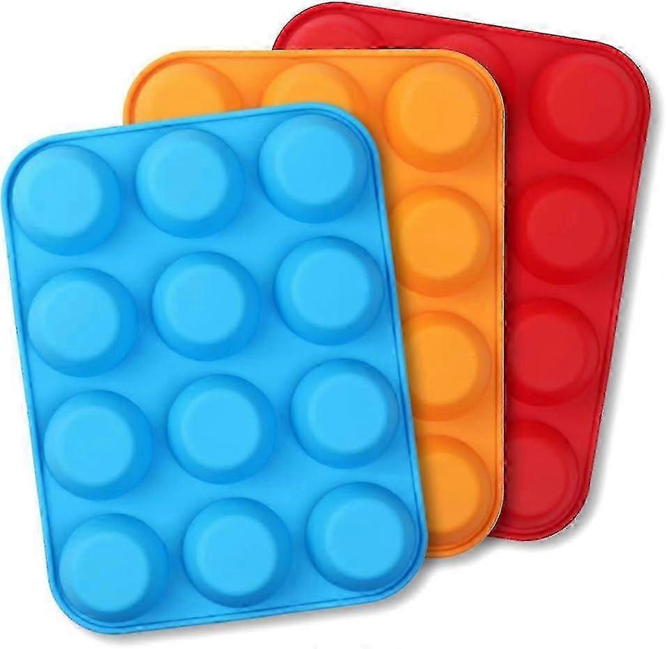 Set of 3 Flexible Muffin Pans for Easy Baking and Cleaning