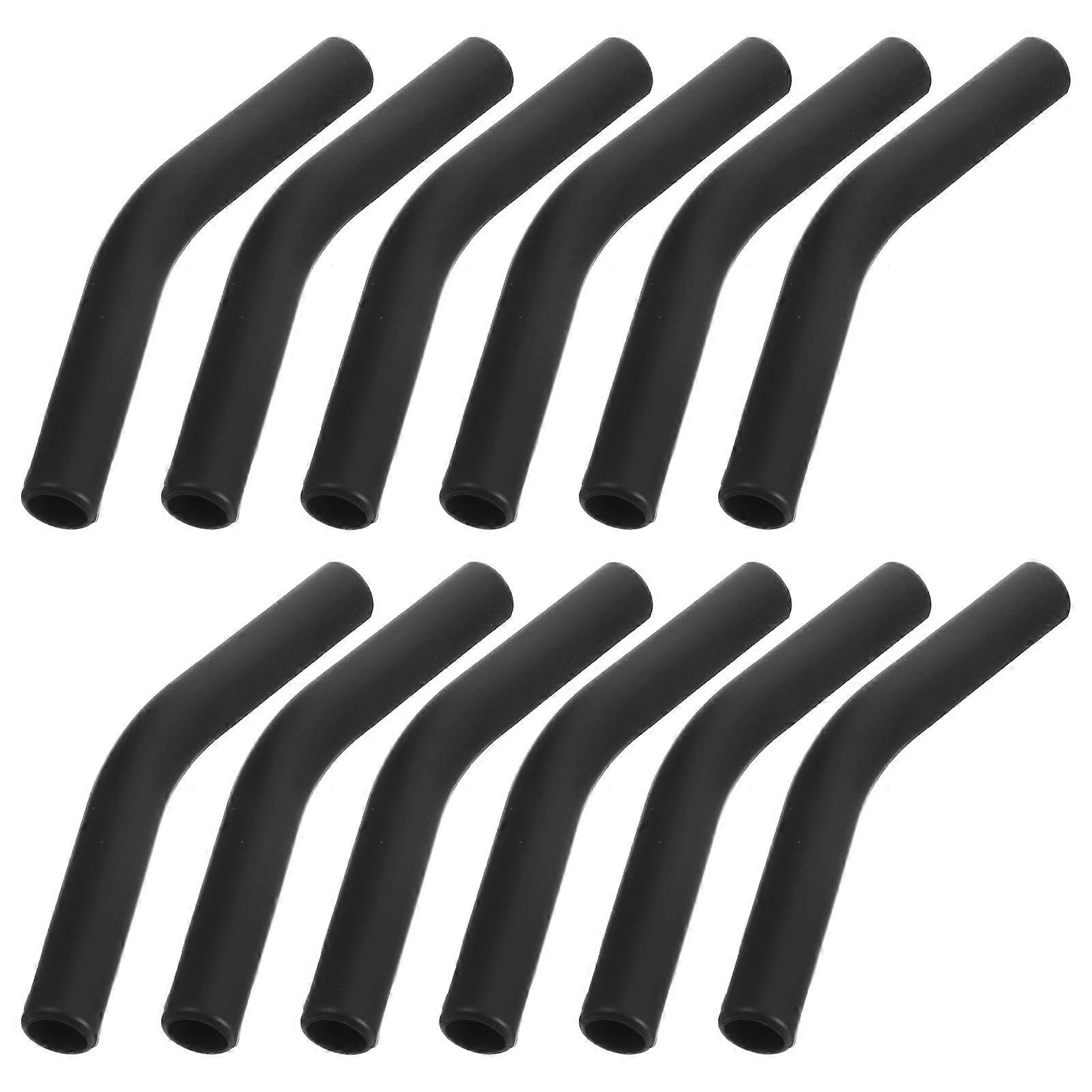 Reusable Silicone Straw Tips for 12Pcs Black Straw Cover Set