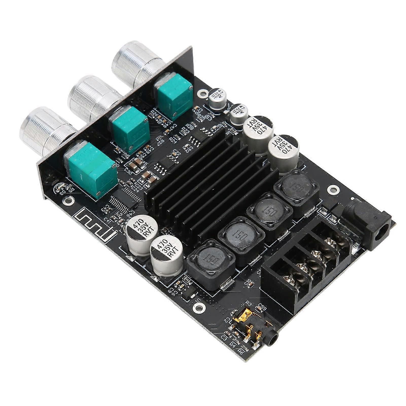 100Wx2 Power Amplifier Board With Bass Control, SNR>90 dB, AUX/BT Input, Home Entertainment System, 1224V PCB