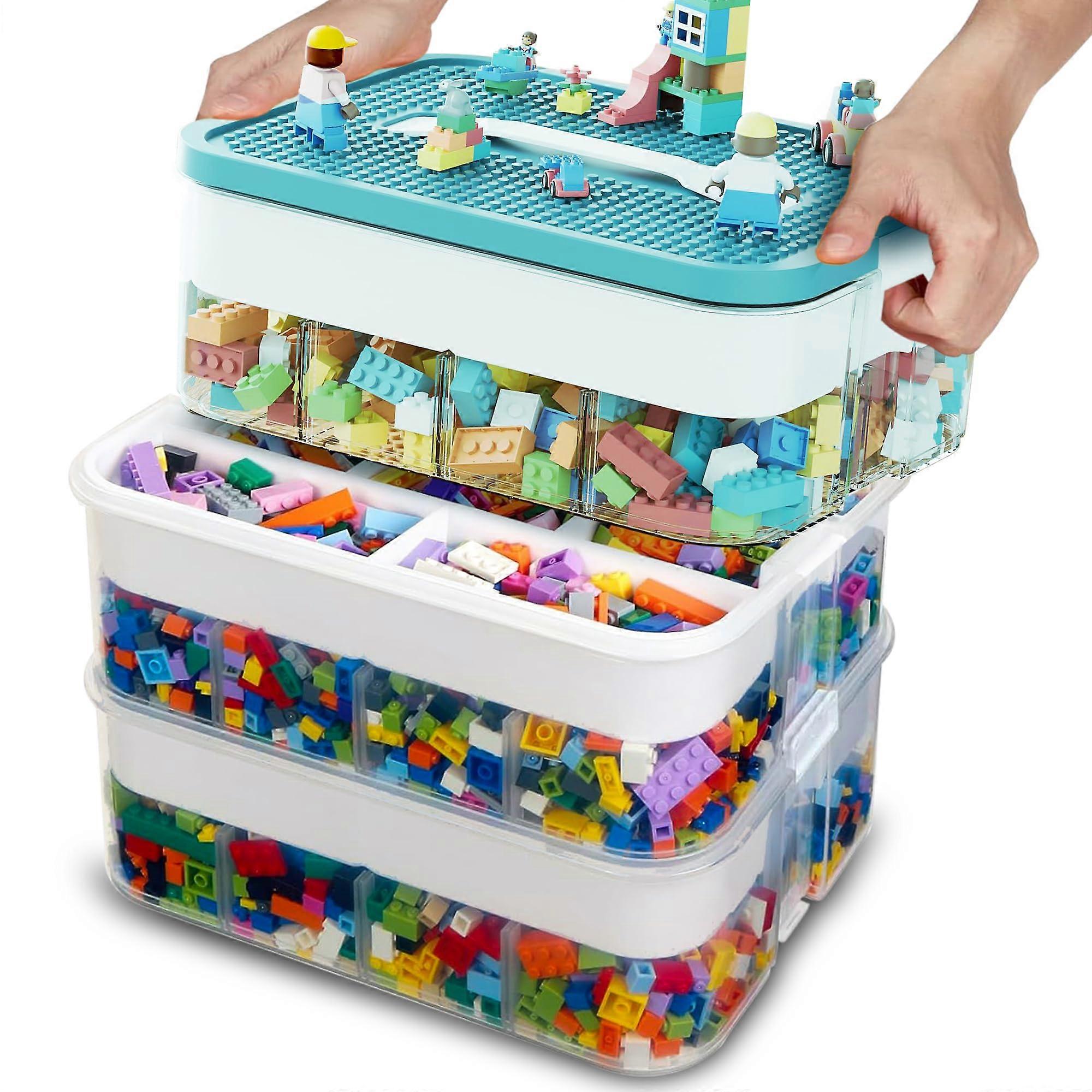 3Layer Stackable Storage Box with Adjustable Compartments and Interlocking Lid for Small Parts
