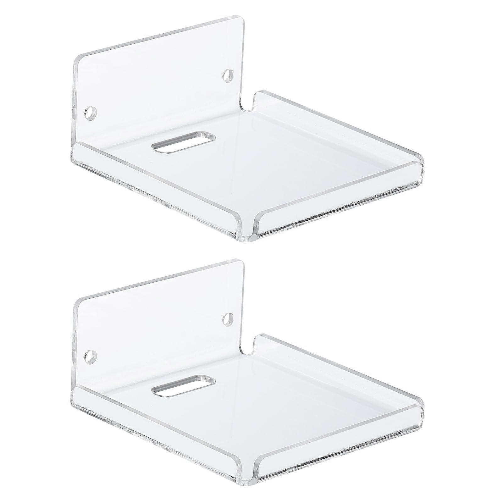 Clear Acrylic Floating Shelves 4' Small Wall Mounted SpaceSaving Bathroom and Bedroom Storage, Set of 2
