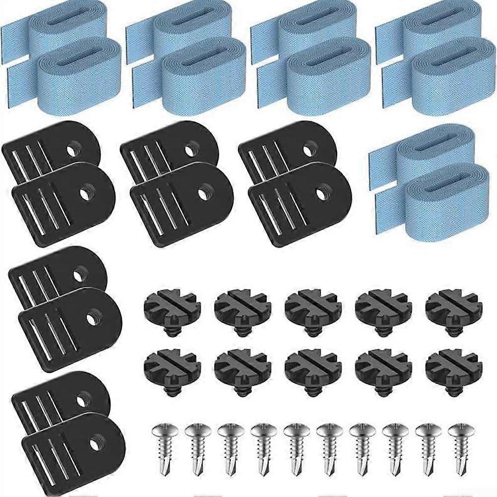 Solar Pool Cover Fixing Kit with Weatherproof Straps Plates Screws Complete Attachment Set 10pcs