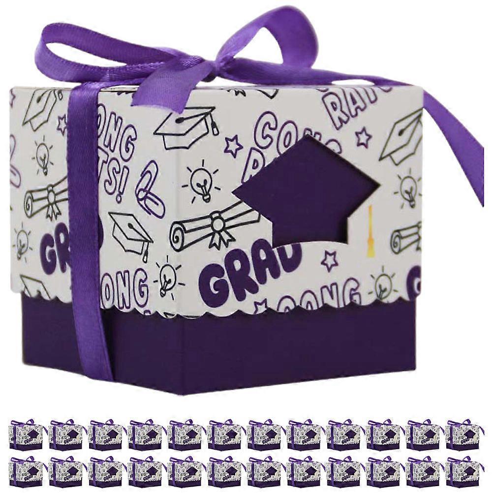 Graduation Candy Boxes Paper Boxes for Storage 50Pcs Purple Decoration