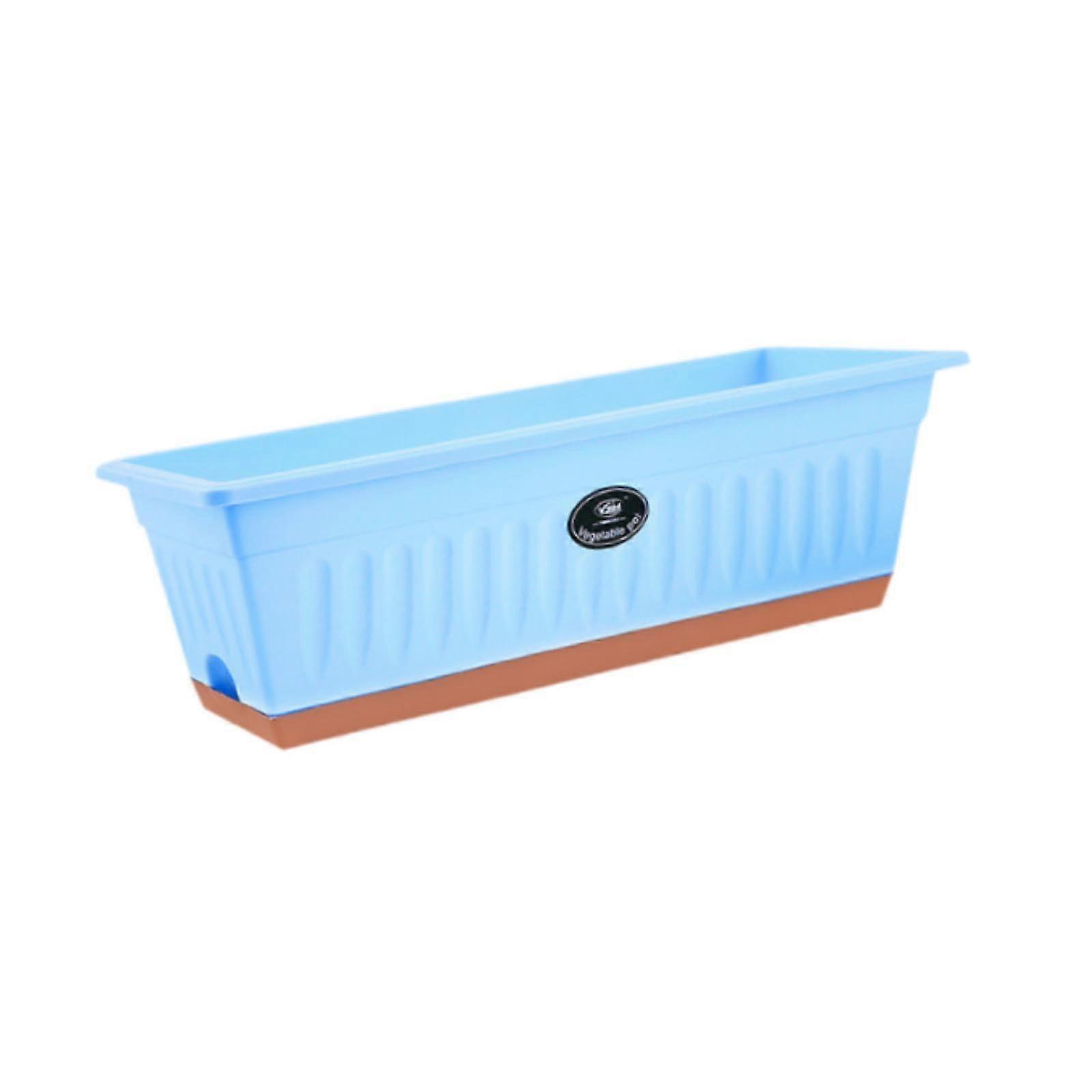 Window Box Planter with Drainage Holes, Rectangular 50cm Windowsill Flower and Vegetable Container, Blue