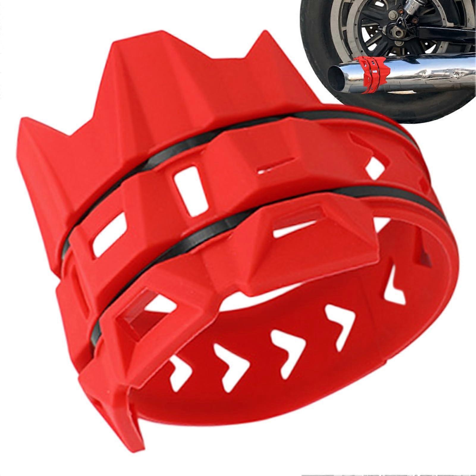 Motorcycle Exhaust Protector HeatResistant Muffler Guard Tail Pipe Cover Ring Red