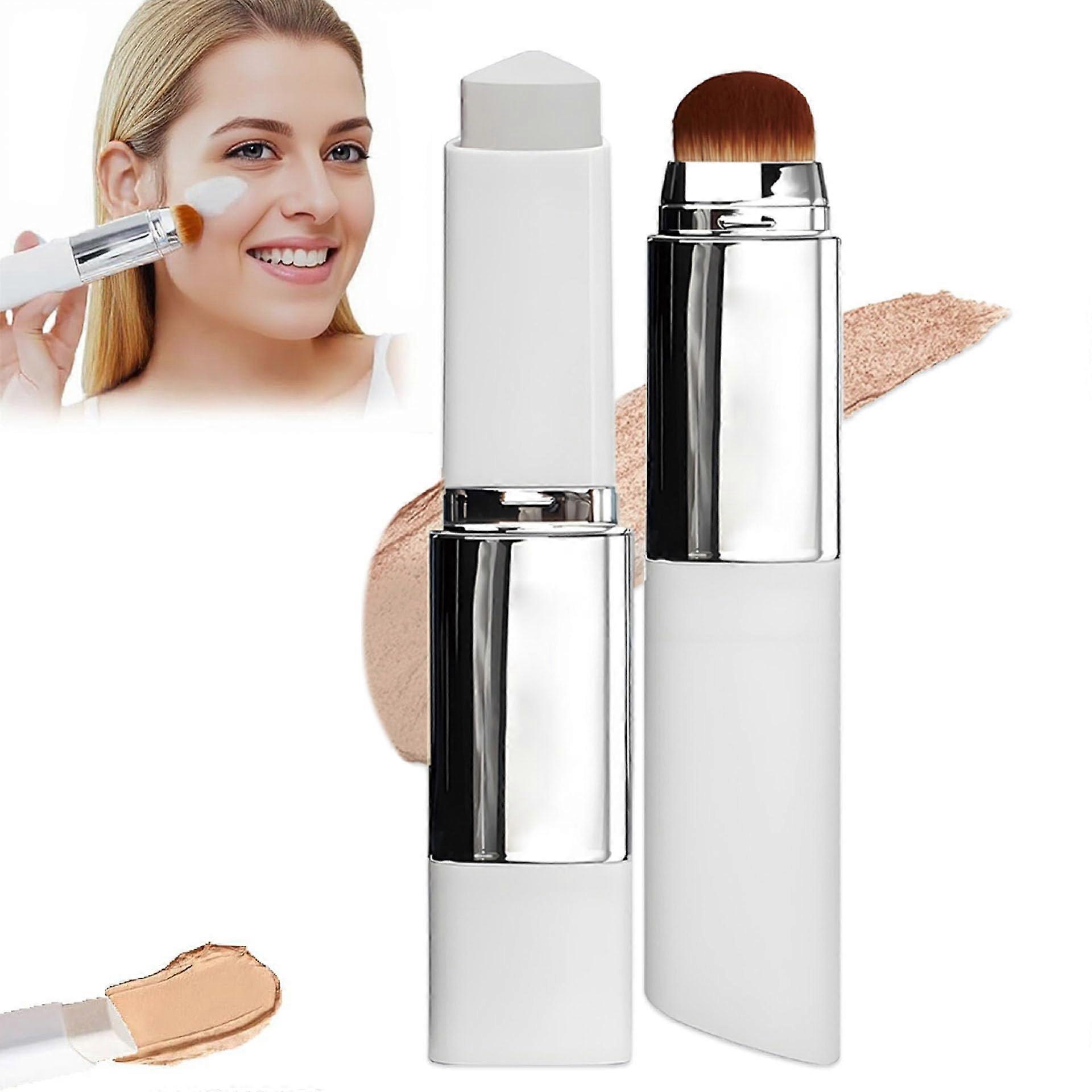 Color Changing Foundation Stick with Brush, Medium Coverage Korean Dewy Finish Hydrating Makeup