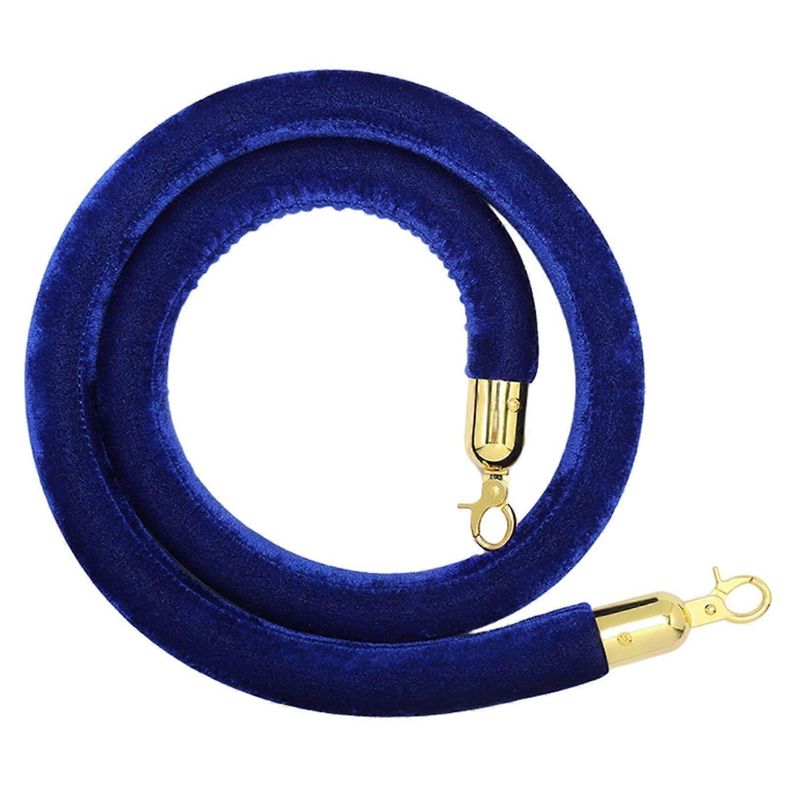 Blue Velvet Stanchion Rope 5ft with Hooks for Crowd Control and Event Queue Management