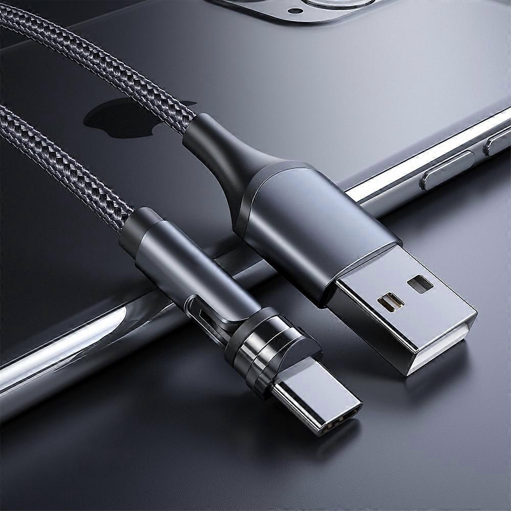 2m Type-C Data Cable 540 Degrees Rotatable Braided Charging Cable + Magnetic Plug