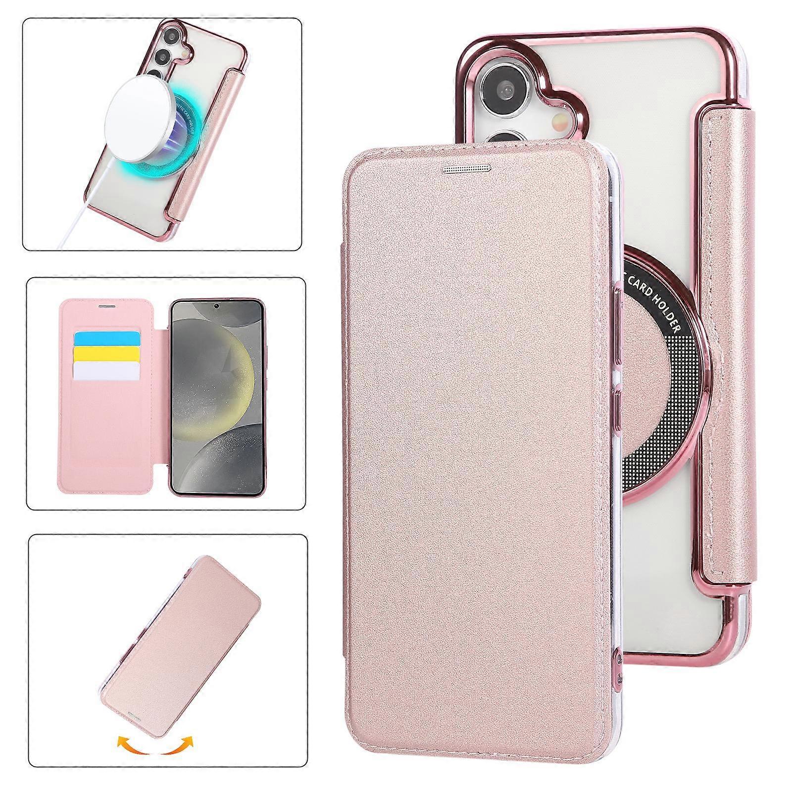 Ultra-thin Magnetic Plating Vegan Leather Phone Case