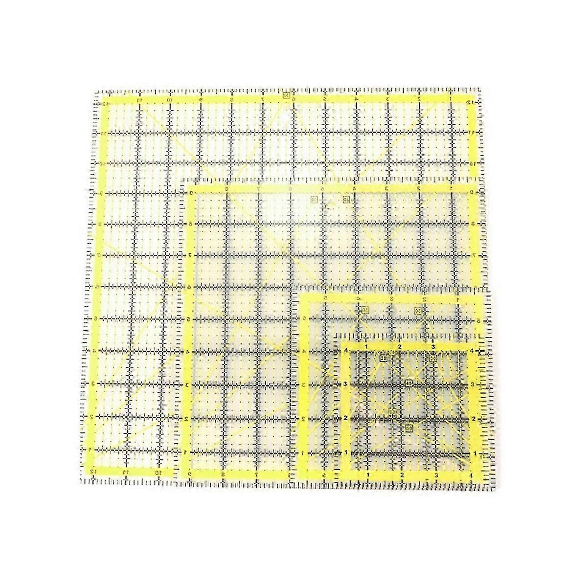 4PCS Multifunctional Acrylic Patchwork Ruler Tool Set Measuring Ruler Square Sewing Ruler Laser Cutt