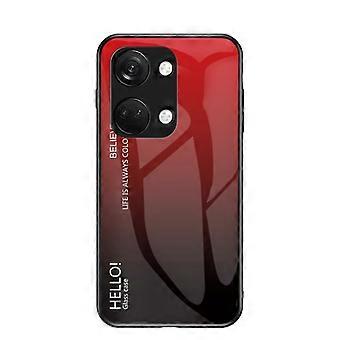 Shockproof Case for OnePlus Nord CE 2 Lite 5G, TripleLayer Drop Protection Red PC Glass Back TPU Cover