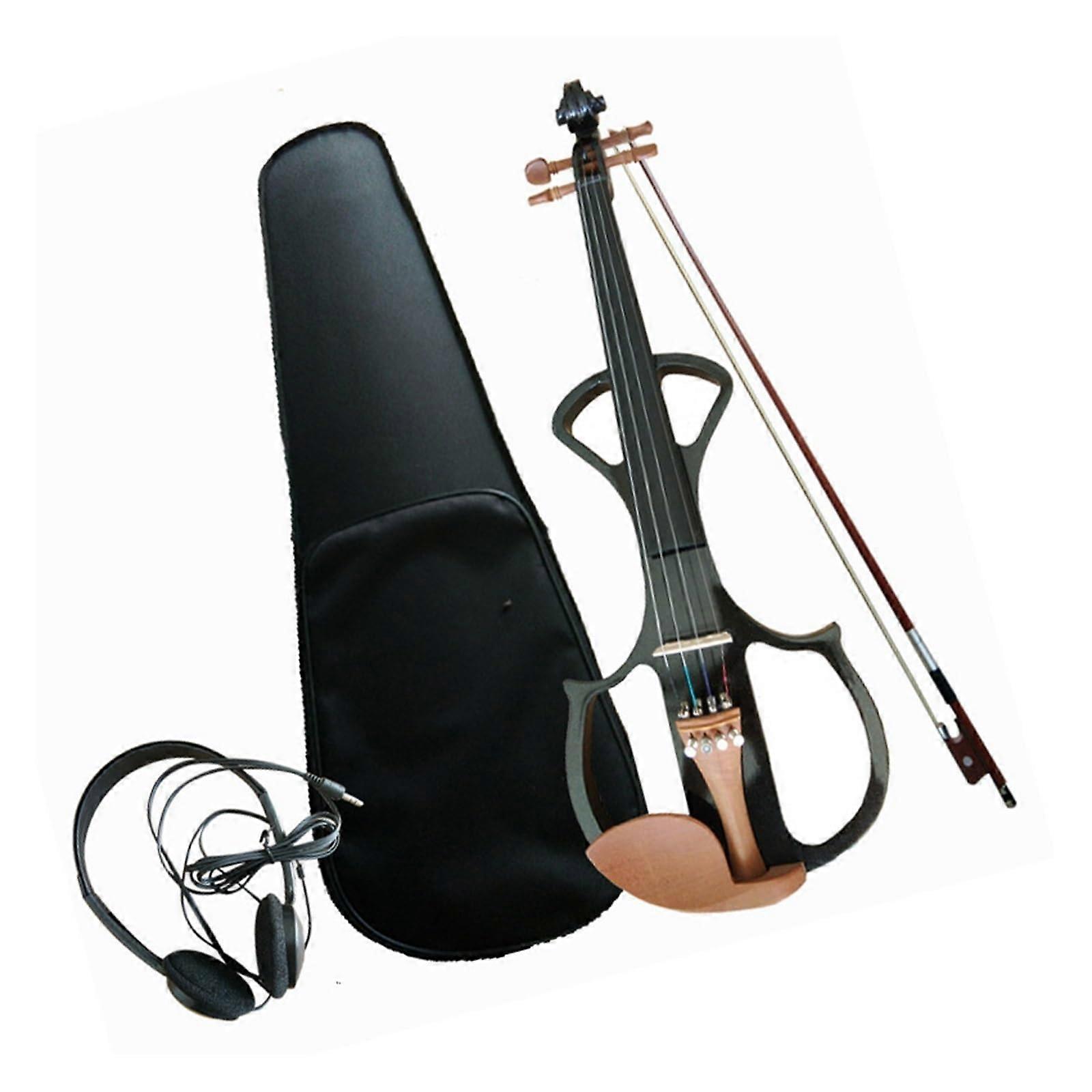 Full Size 4/4 Electric Violin for Beginners and Professionals, Solid Wood, Case, Bow, Black Blue