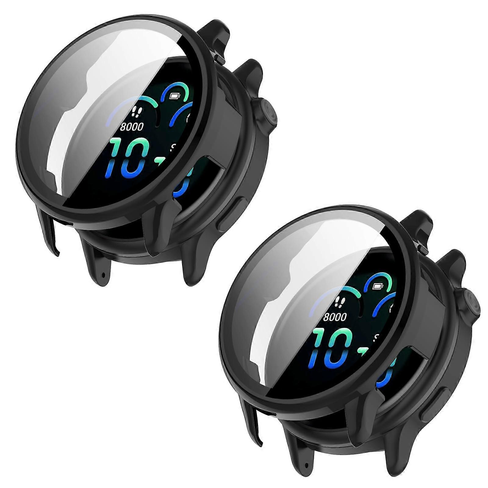 Screen Protector Case 2Pack Full Cover PC with Touch Responsive Tempered Glass for Garmin Vivoactive 6