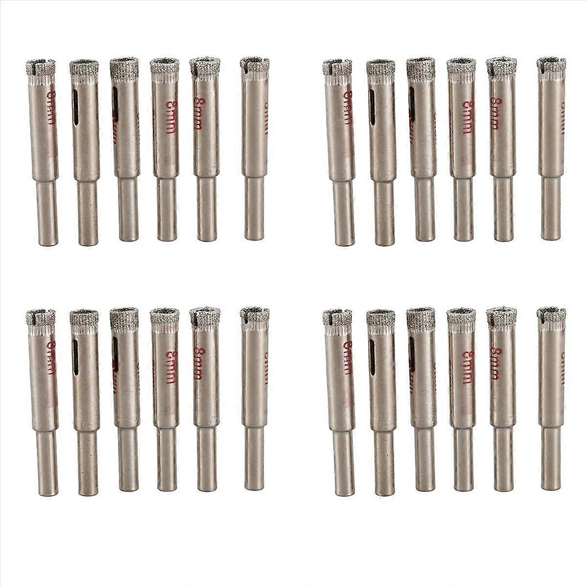 24 Pcs 8mm Diamond Core Drill Bits Ceramic Tile Glass Hole Saw