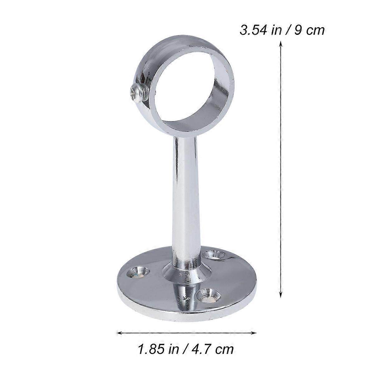 Silver Hanging Rod Holder for Wardrobe Rail Support 2Pcs Clothes Brackets