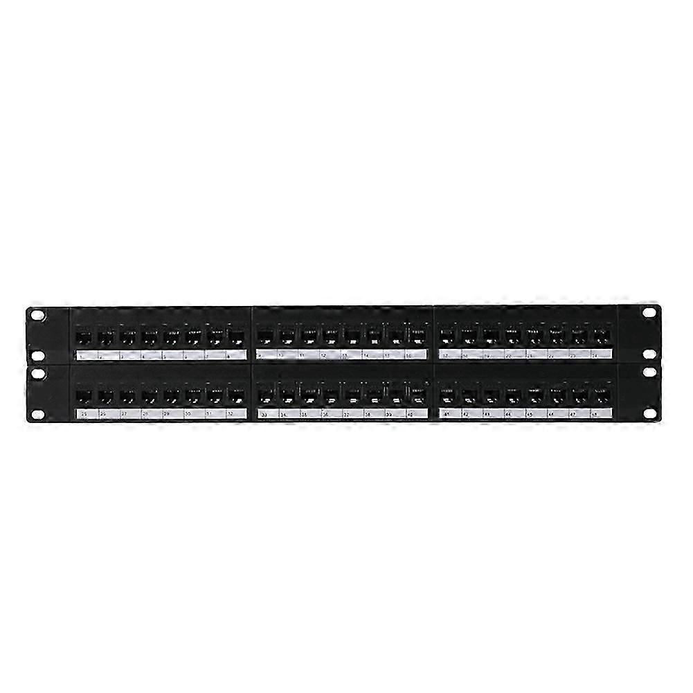 Rack 48 Port Straight-Through CAT6 Patch Panel RJ45 Network Cable Adapter Jack Ethernet Distribution Frame