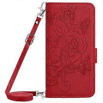 Red Rose Floral RFID Blocking PU Leather Wallet Case with Card Slots and Kickstand for Oppo F27 Pro 5G / F27 Pro+