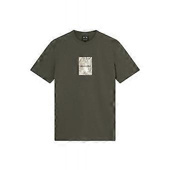 Men's Armani Exchange | Ax Xm002501 Af10356 Leafy Centre Print Design Half Sleeve T-shirt - Khaki