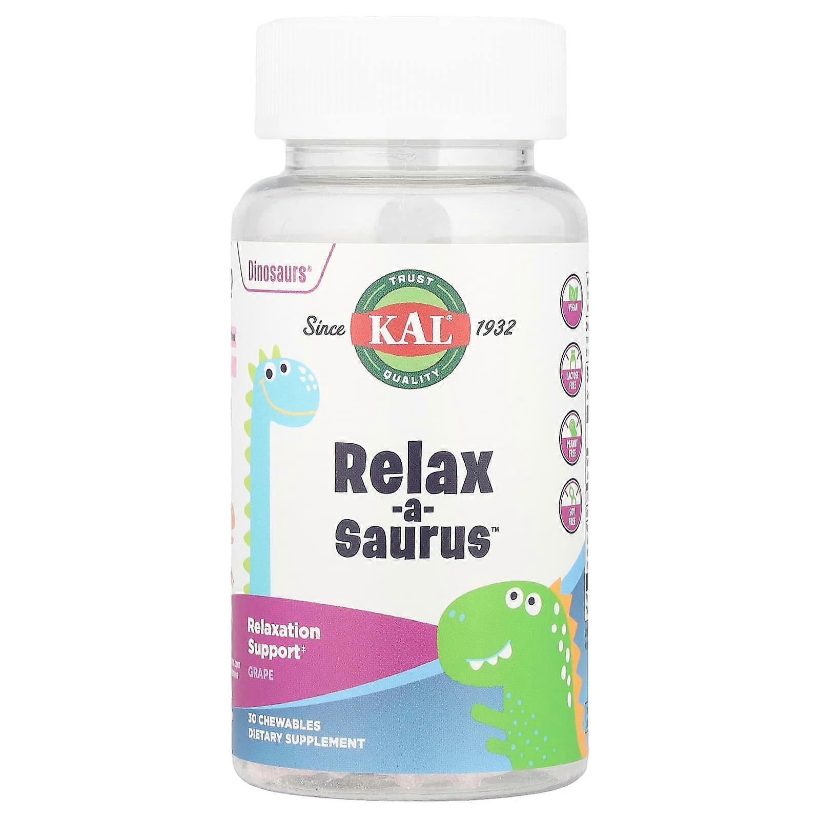 KAL, Dinosaurs, Relax-a-Saurus, Grape, 30 Chewables