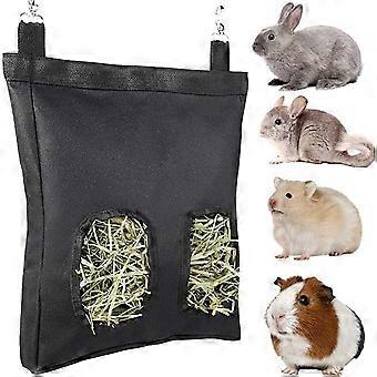Meerschweinchen Heusack Kaninchen Fütterungsbeutel Kleintier Heu Futter Beutel Hängender Futtersack für Kaninchen Hamster Chinchilla (Schwarz)