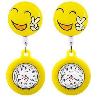 Montre de poche infirmière dessin animé, montre professionnelle à clip, jaune, lot de 2