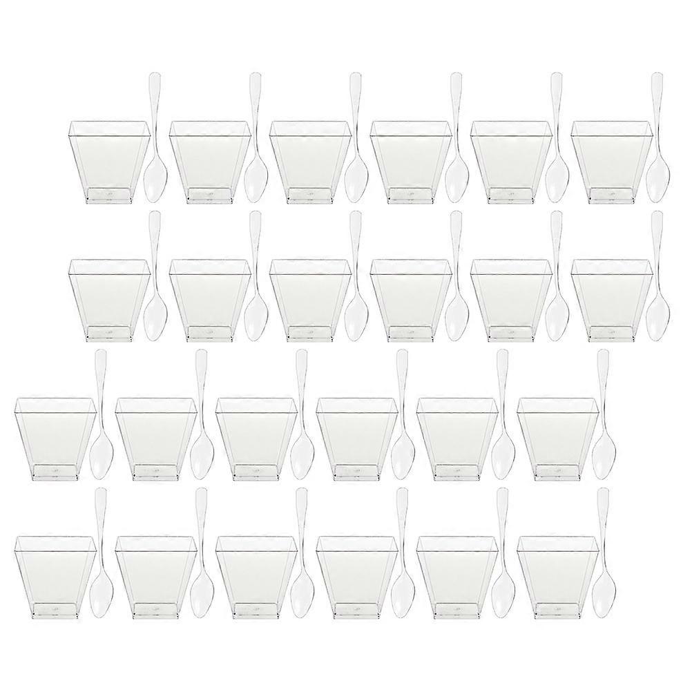 Clear Dessert Cups with Spoons for 1Set Multi-Function Party Dessert Use