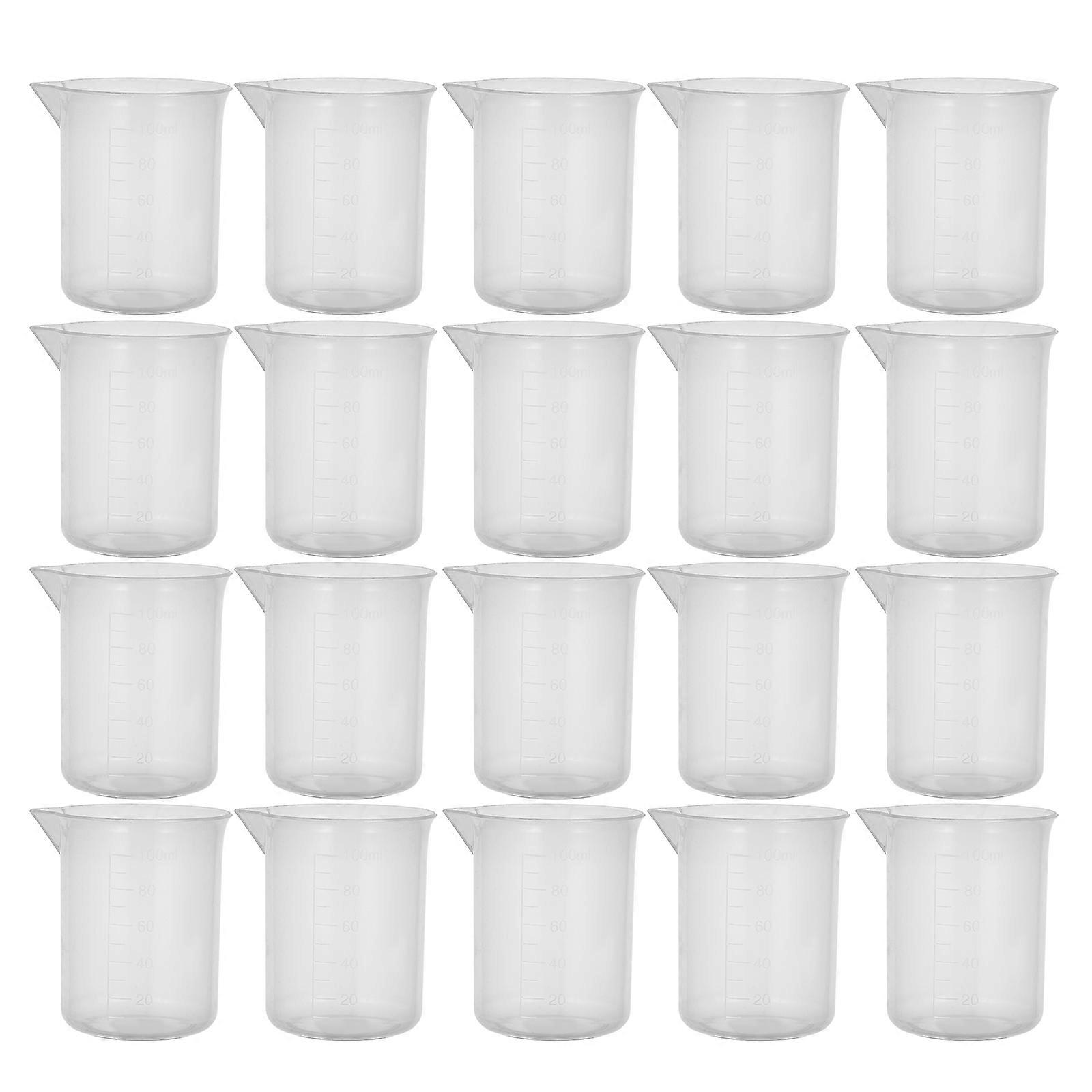 Plastic Liquid Container with Gradations for Lab Measuring 20Pcs