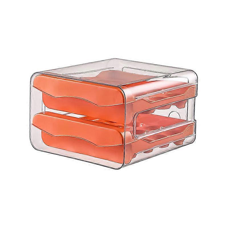 32-Grid Drawer-Style Egg Storage Container, Stackable Fridge Organizer Box