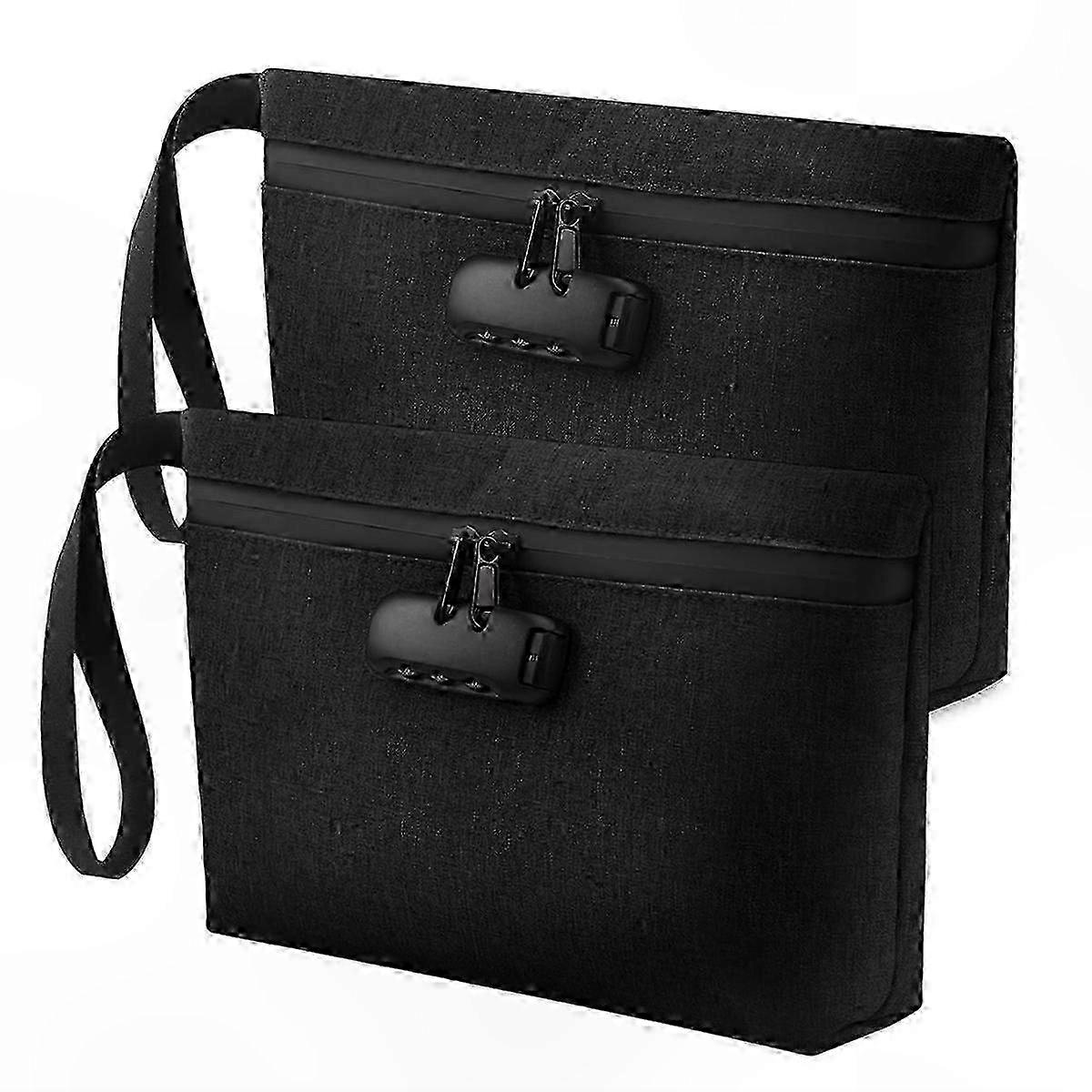 Lockable Cash Safe Bag, Black Security Pouch with Lock