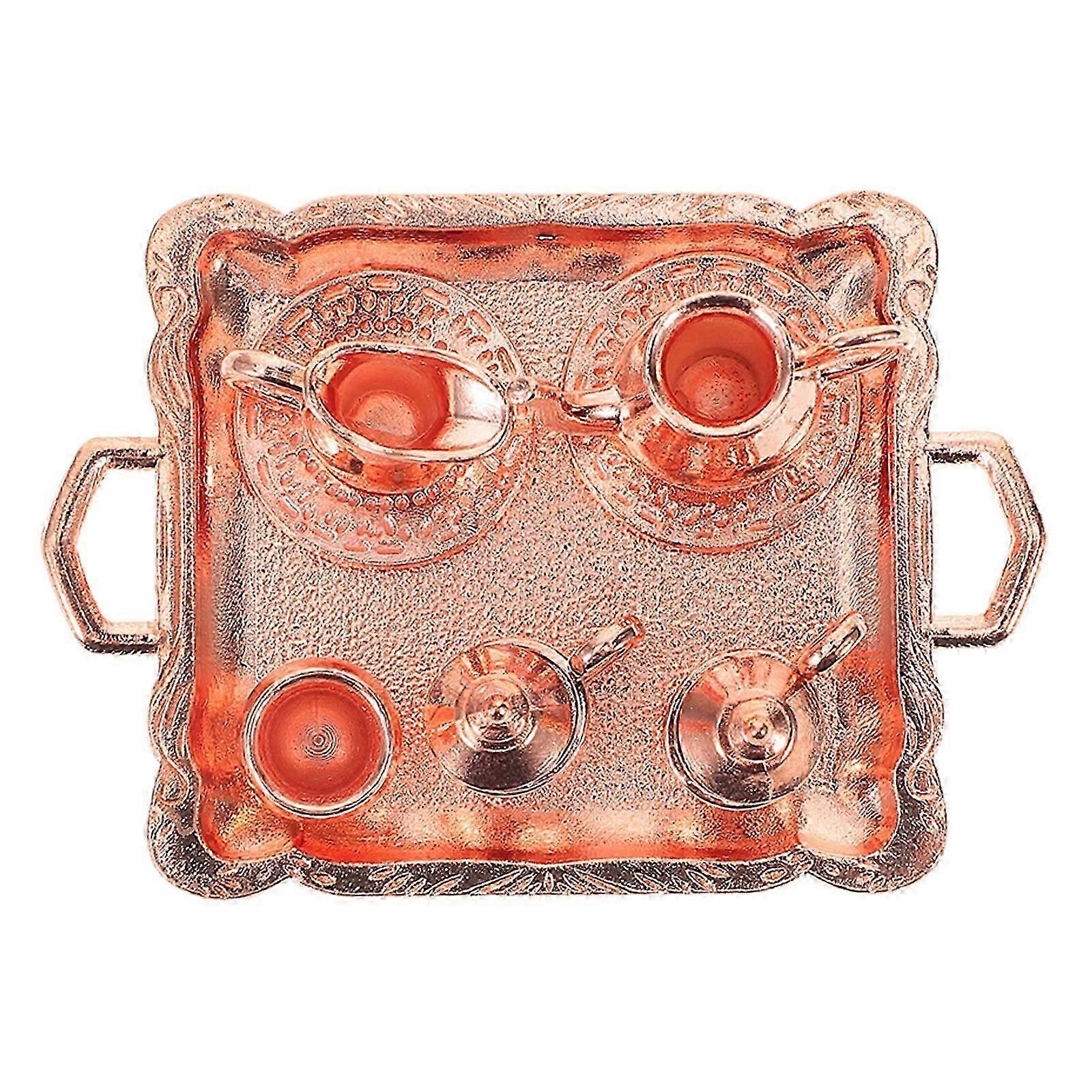 Mini Doll Teaware Alloy Decorative Model Set for Mini House