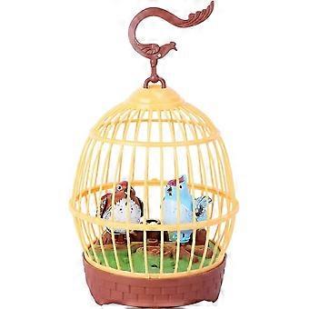 Sound-Activated Singing Bird in Cage, Realistic Chirping and Tail Movement, Interactive Voice-Controlled Toy for Home Decor, Gift for Kids