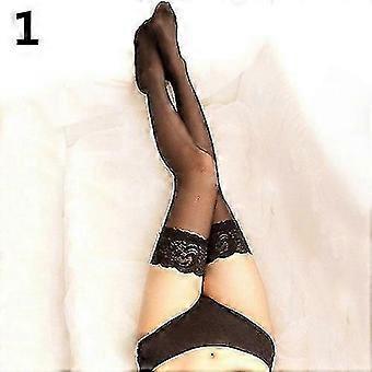 Women Sexy Transparent Lace Patchwork Stay Up Thigh High Nightclub Stockings Zekai