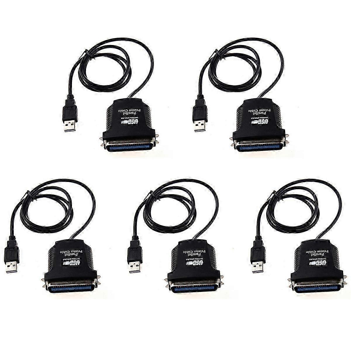 USB to 36-Pin Parallel Printer Cable, 5-Pack, Black - Connect Old Printer to Modern Computer