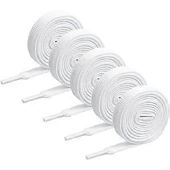 5 Paar Packung flache Schnürsenkel, 140 x 0,8 cm Weiße Schnürsenkel Strapazierfähige Polyester-Schnürsenkel Ersatz-Schnürsenkel für Sportschuhe Stiefel Turnschuhe