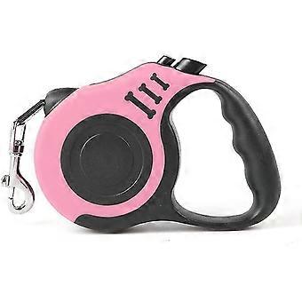 Retractable Dog Leash, 5m Durable Nylon Pet Leash With Non-slip Handle, Tangle-free, One Hand Brake. (pink)