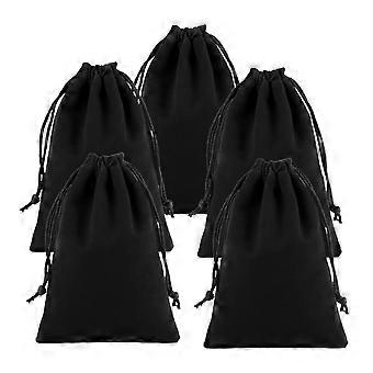 Electric Hair Dryer Storage Bag Flannel Drawstring Pouch 5Pcs Black