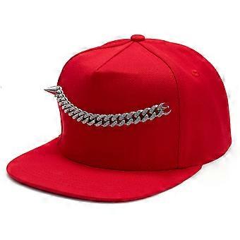 Hip Hop Style Flat Bill Baseball Cap, Rhinestone Cuban Chain / Crocodile Texture Visor for Men Women