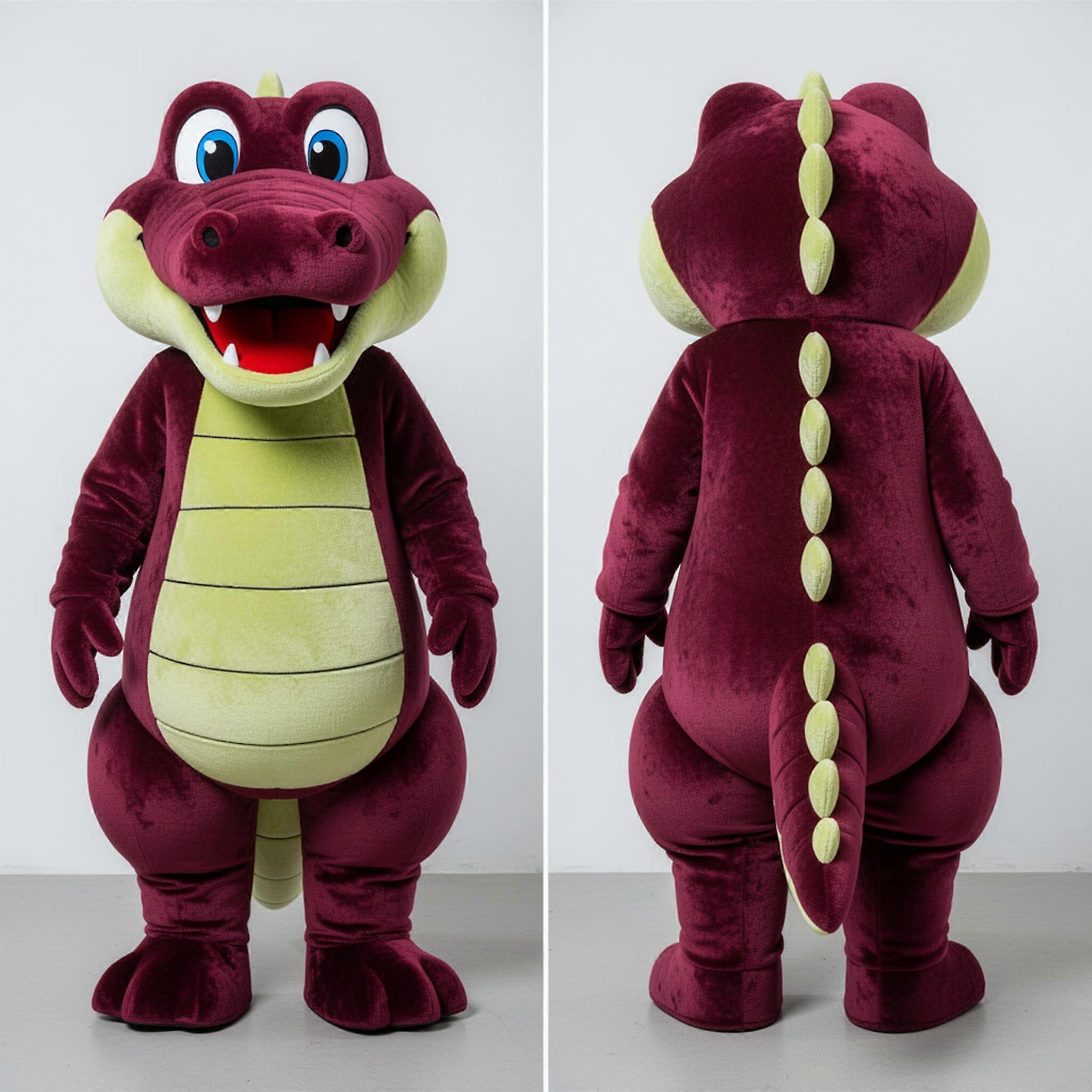 MASTICOT Maroon Broad Shouldered Crocodile Mascot