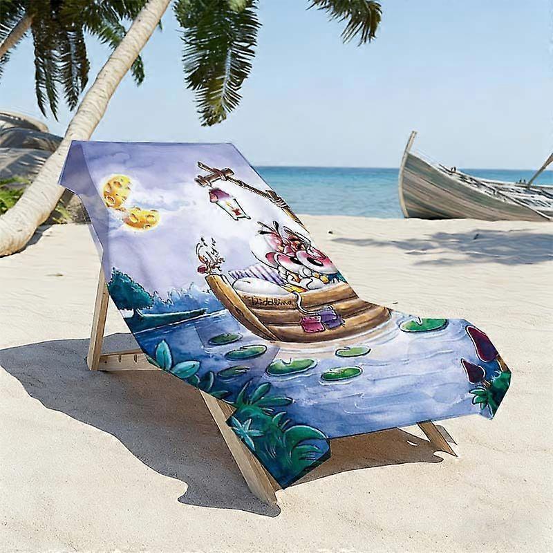 Serviette de plage imprimée « Souris sur un bateau au clair de lune » (1 pièce) - Idéale pour la plage, la piscine, le yoga, le camping, les voyages, les cadeaux, Spri-Hasyg
