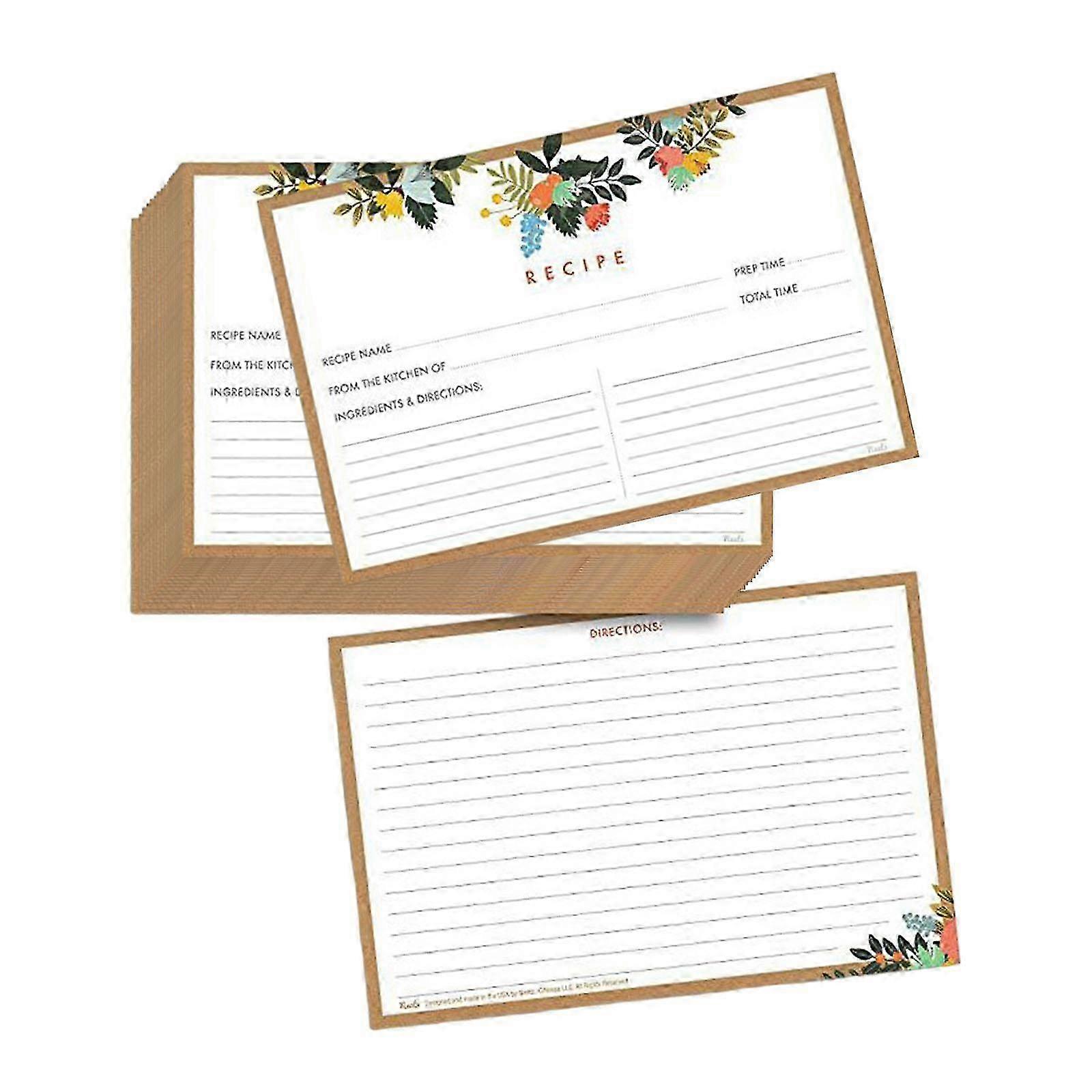 20 Double-Sided Cooking Recipe Cards