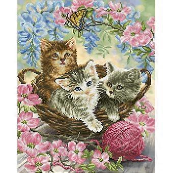 Puzzles mit dem Motiv „Heilung durch ländliches Katzenmotiv: Blumenarrangements und Kätzchen im Korb“ CCC005