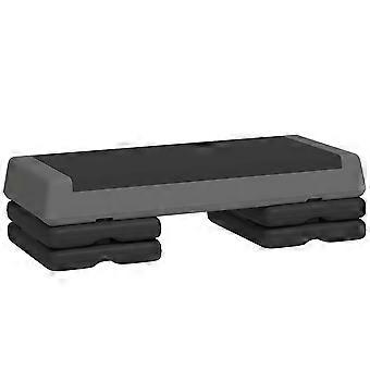 Aerobic stepper, 10.5/15.5/20.5cm height-adjustable step board, non-slip, for home, gym, office, plastic, grey