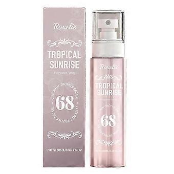 26-27 : Vaporisateur corporel "Tropical Sunrise", parfum floral et fruité, longue durée et fraîcheur intense.