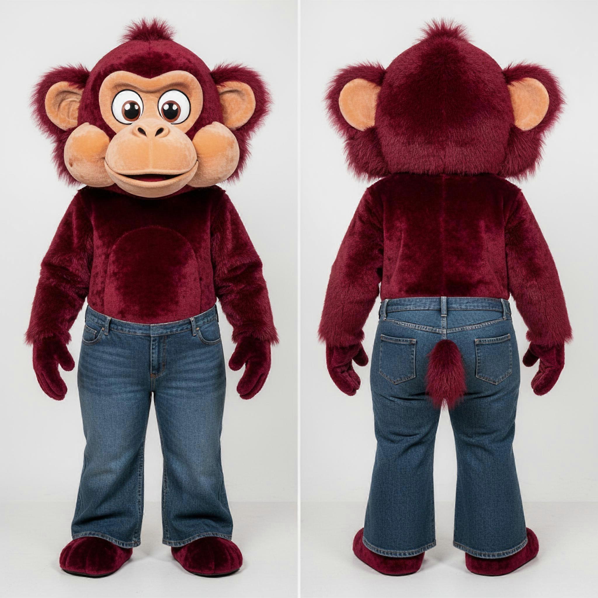 MASTICOT Maroon Cartoon Baboon Mascot