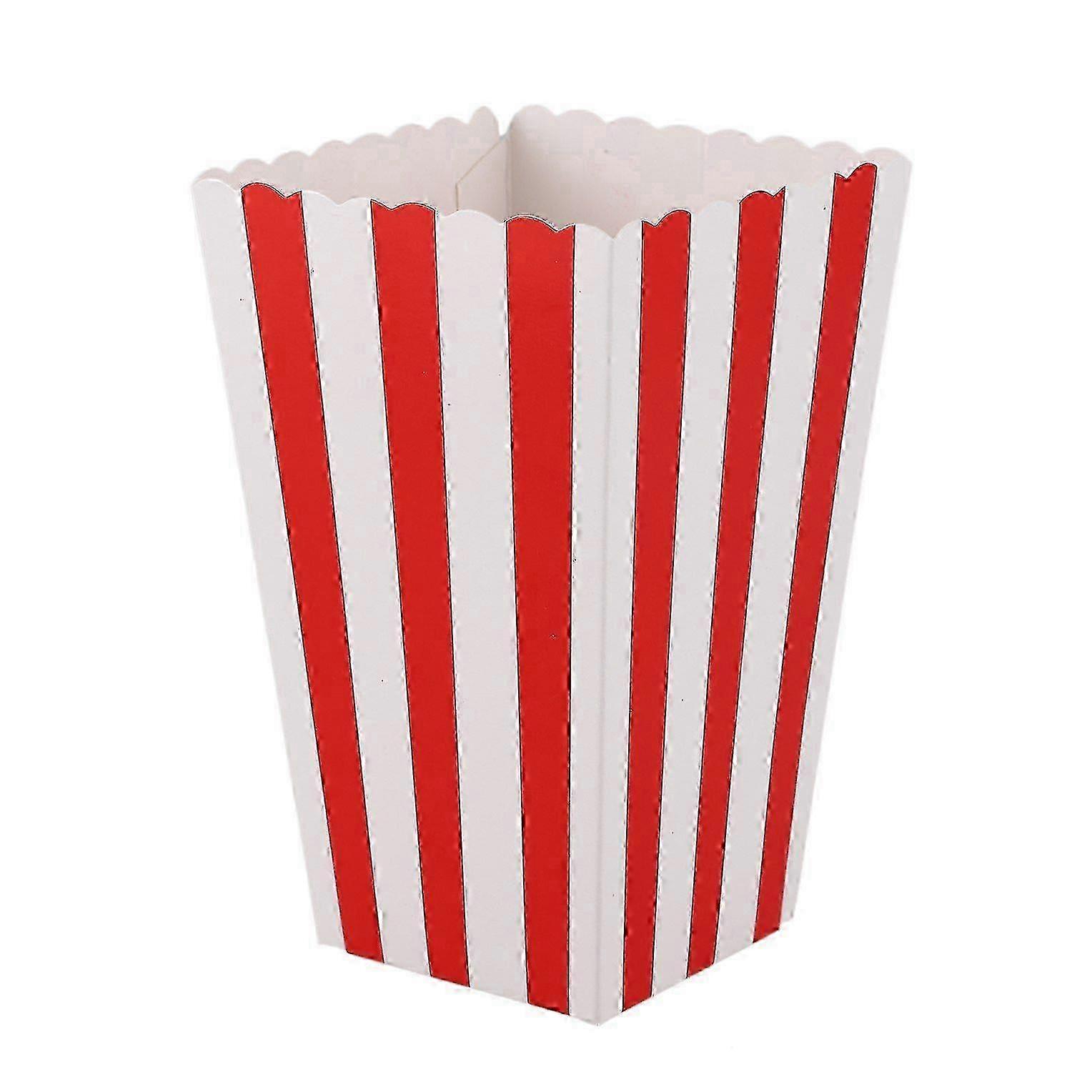 Striped Red Paper Popcorn Boxes Set