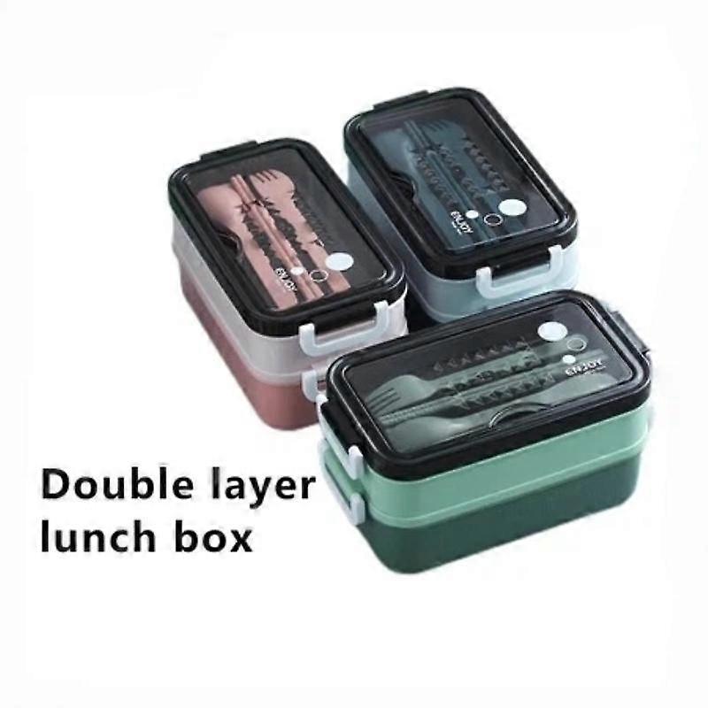 Japanese Rectangle Double Layers Bento Box Leakproof Lunch Boxes Sealed Multi-Compartment Box Lunchbox With Tableware